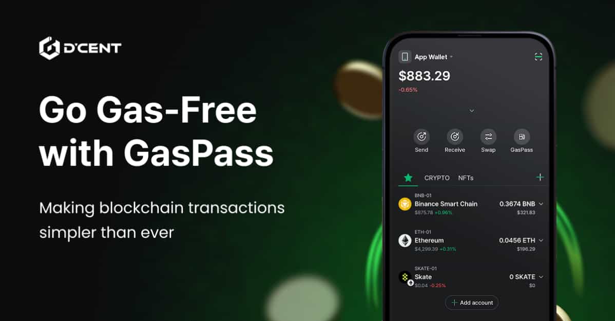 D’CENT Wallet Launches GasPass for Gas-Free Transactions